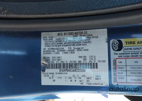 2010 Ford Fusion Se из США, поврежденный, VIN 3FAHP0HA5AR222200